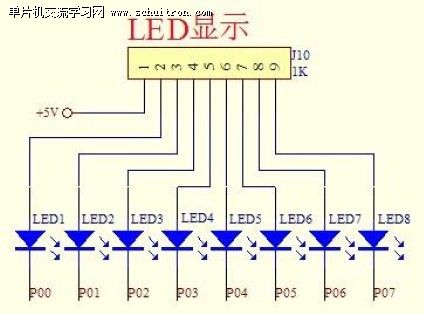 图1:LED闪烁硬件电路 图1:LED闪烁硬件电路