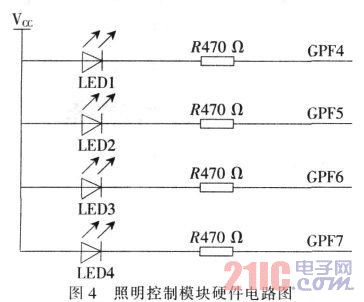 图4 照明控制模块硬件电路图