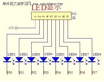 图1:LED流水灯原理图 图1:LED流水灯原理图