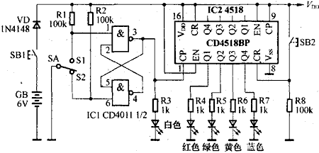 基于CD4518的BCD同步加计数器电路原理图