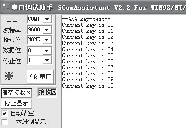 图3 按键通过串口调试助手显示界面