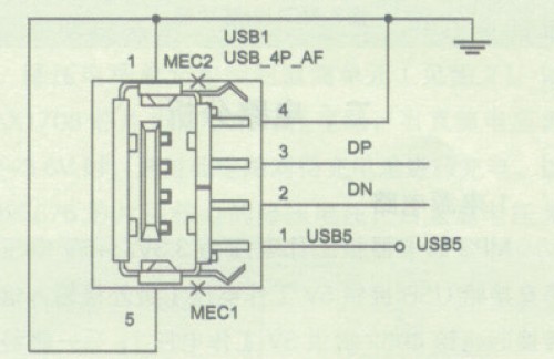 图6 USB接口电路。