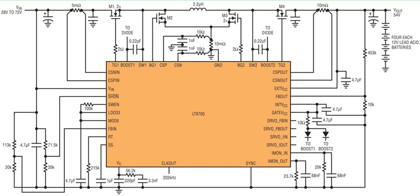 图 2：LT8705 电池充电器电路图