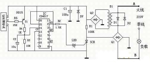 单线红外线遥控开关电路图与制作