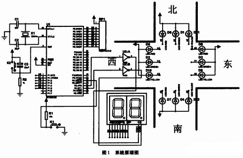 完整的交通灯控制系统硬件电路