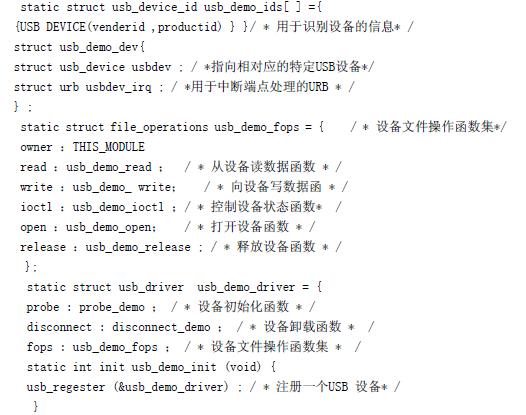 点击放大图片 USB设备驱动程序的通用架构流程