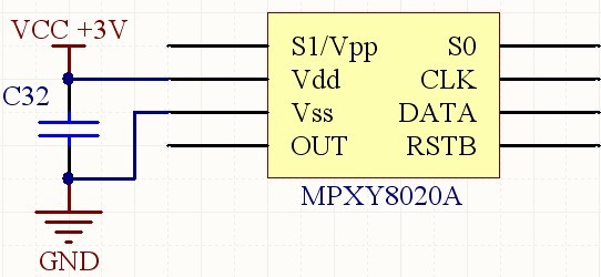 点击放大图片 图2 MPXY8020A 传感器接口图
