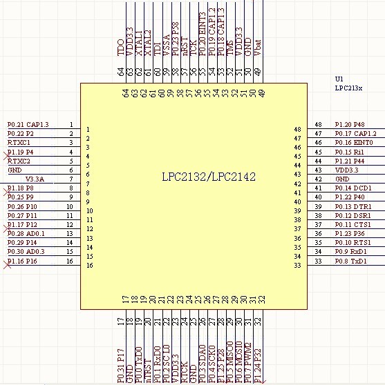 点击放大图片 图3 LPC2132 主控器芯片