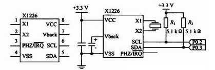 图6 X1226封闭图与MCU的接口电路
